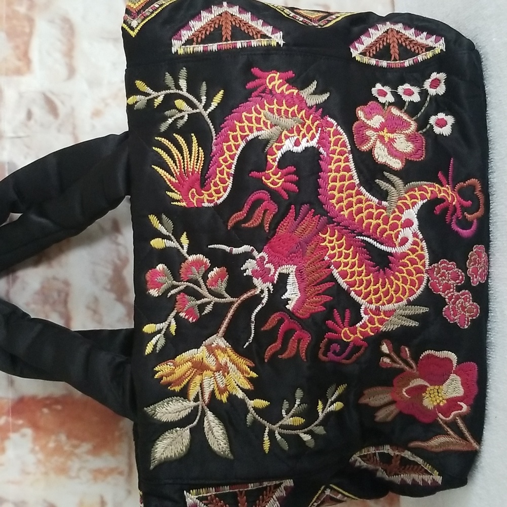 New Johnny Was Lilith Quilted Satin Tote - Picture 4 of 14